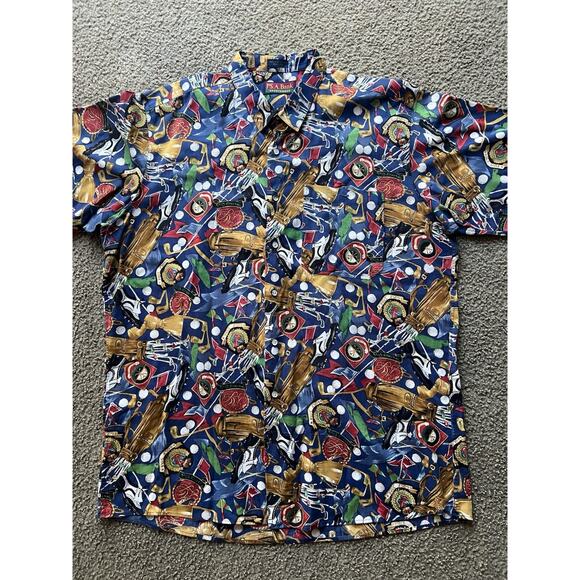 Vintage Jos A Banks Golf Print Button Up Shirt Mens XLarge 100% Cotton All Over - Picture 2 of 7